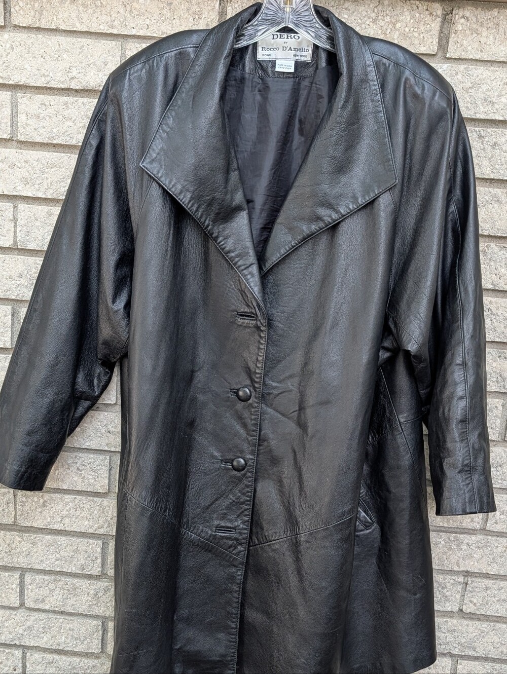 Dero by Rocco D'Amelio Vintage Black Leather Mid Length Jacket Women's Size 3X